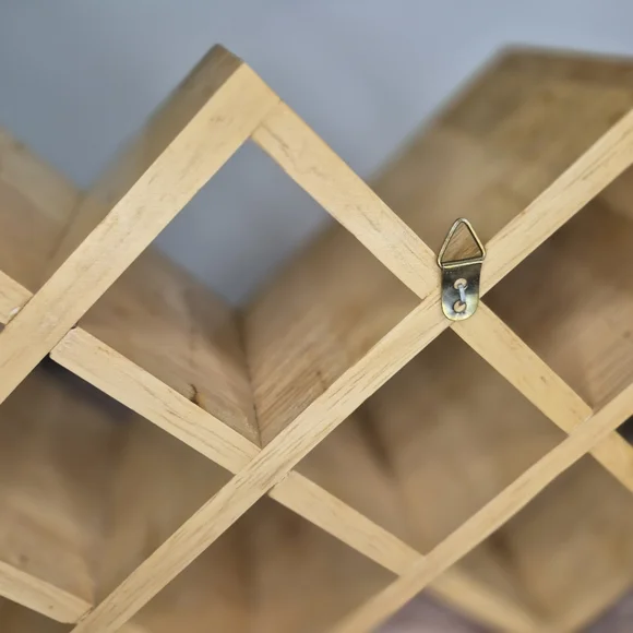 Vintage Wooden Wall Geometric Trinket Spice Rack Shelf Rustic Cottage Eclectic - Picture 5 of 5